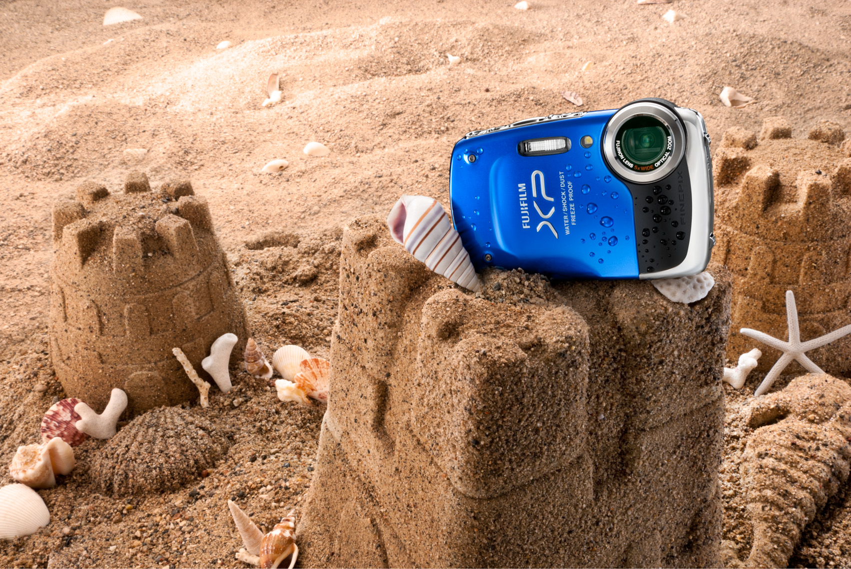 Fuji_WaterProof_Camera_Beach_Sand_Castle
